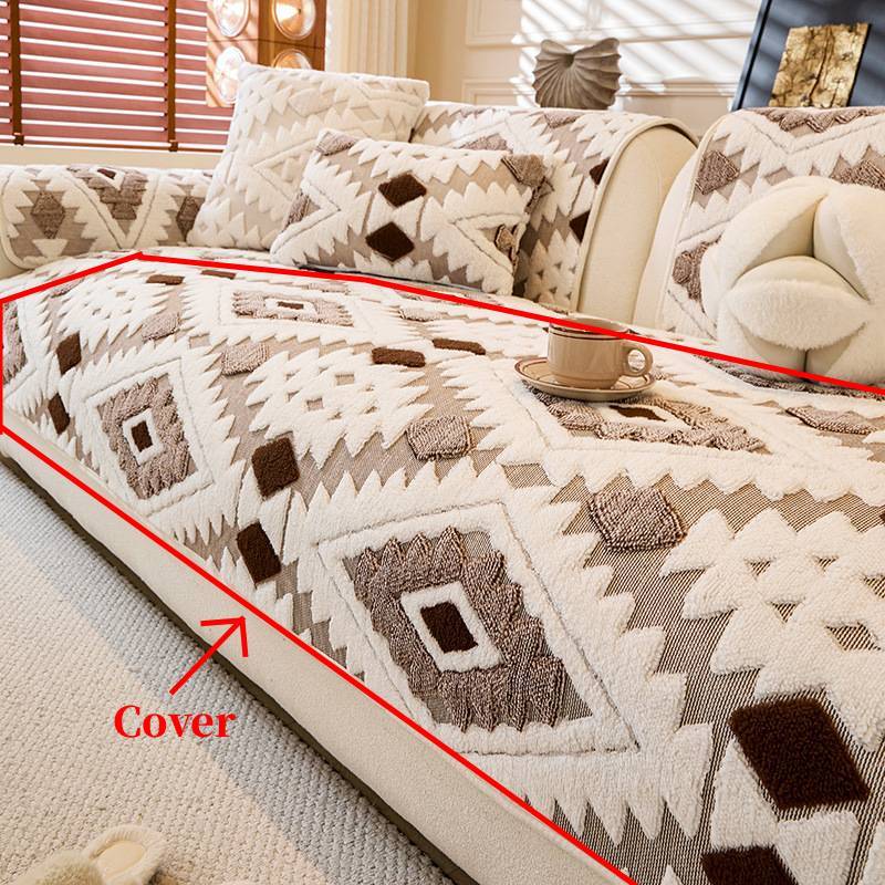 Nordic Style Plush Sofa Cushion Cover With Geometric Pattern For Living Room Decor