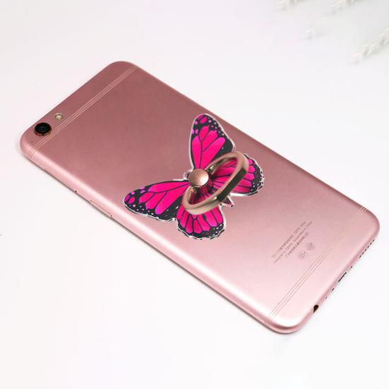 Самоклеящийся цветной держатель для телефона с гладким краем на 360 градусов и цветным кольцом для мобильного телефона с металлической ручкой-подставкой без бабочек