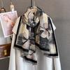Autumn New Versatile Plaid Flower Print Scarf Personalized Retro Color Matching Flower Pattern Shawl Warm Scarf
