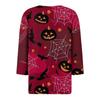 3/4 Length Sleeve Womens Tops Floral Halloween Print Vintage Fashion Casual Loose With V Neck Plus Size Shirts