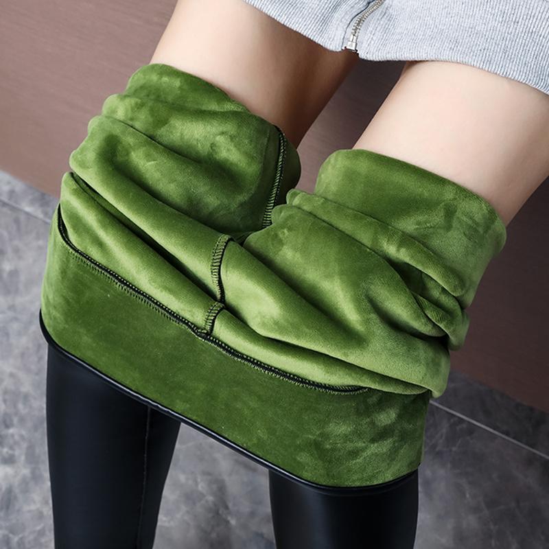 Осень-зима, черные флисовые матовые кожаные леггинсы из искусственной кожи, женские брюки с высокой талией, эластичные брюки с подтяжкой ягодиц, узкие леггинсы, брюки