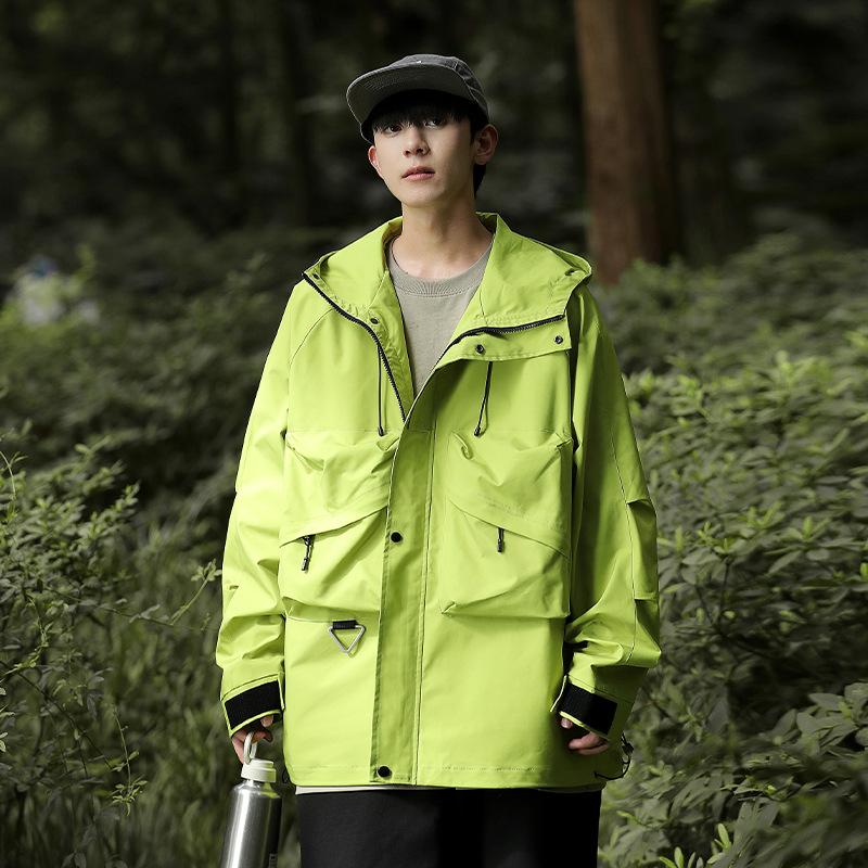 Весенне-осенняя мужская куртка в корейском стиле однотонная с капюшоном и длинным рукавом, модная куртка для пары, стиль интернет-знаменитостей, стильная универсальная куртка