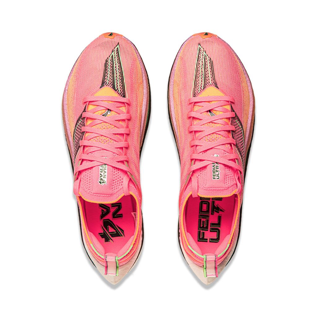 Кроссовки Li Ning Feidian 4 Ultra Carbon Plate с технологией амортизации Shock Silk, прочные, с низким верхом, унисекс, кроссовки для бега, розовые, белые, ARMU003-3