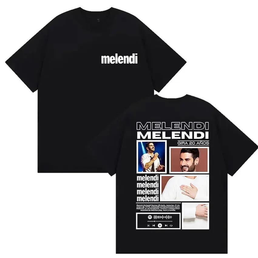 Rapper Melendi Tour 2025 Album Merch T Shirts Men's Vintage Gothic Oversized Cotton T-shirt Plus Size Streetwear Cotton  Hip Hop