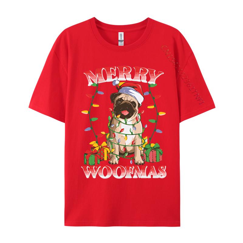 New Tshirt Merry Woofmas Christmas Santa Pug T Shirts Graphic New Trend Tops Mens Clothing Plus Size