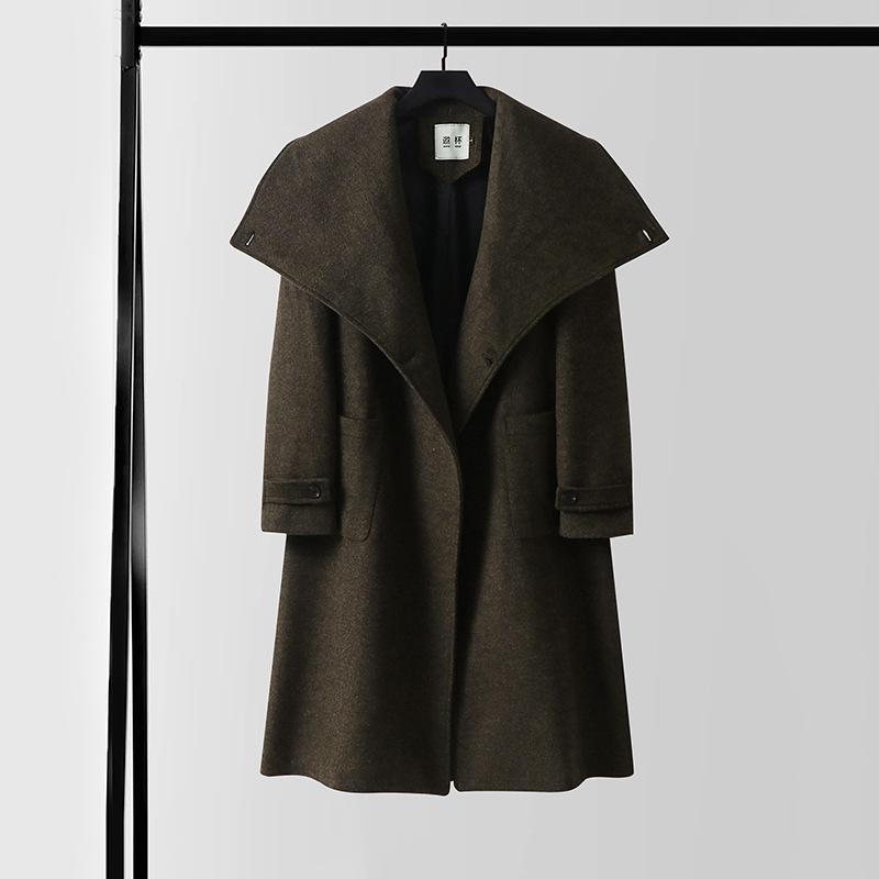 Мужской роскошный кашемировый длинный пальто - Большого размера, Свободный крой, С отворотами