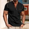 Мужские летние топы с воротником-стойкой и пуговицами, с полузастежкой, футболка с коротким рукавом, повседневные свитера, повседневная одежда