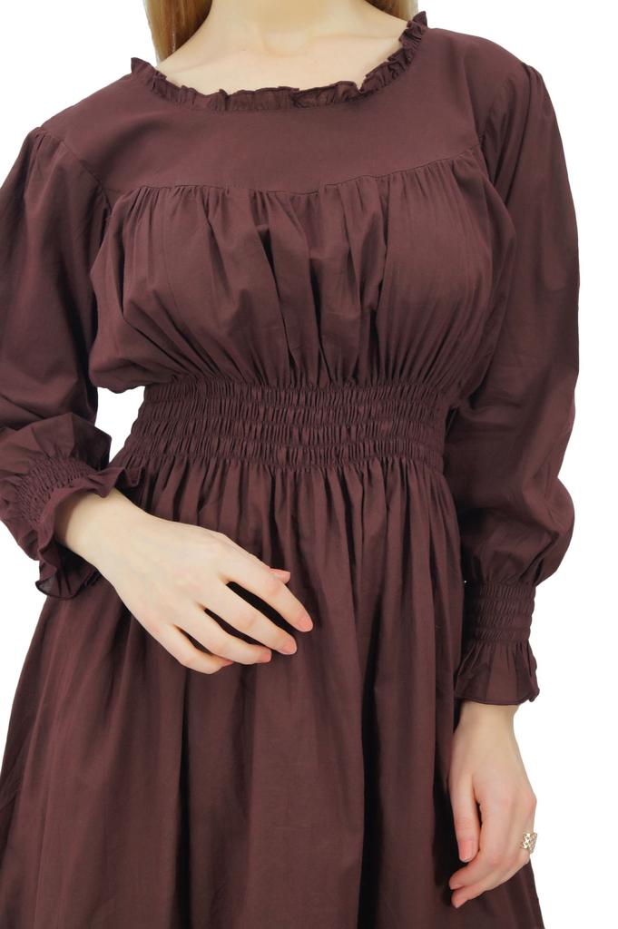 Bimba Women's Cotton Smocked Waist Long Casual Maxi Dress