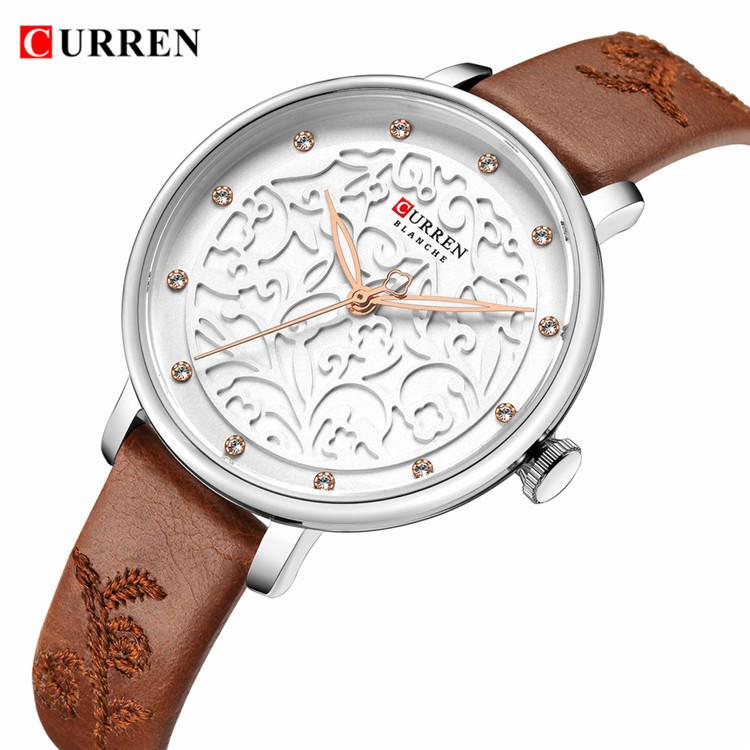 CURREN Новые женские кожаные часы, модные часы, индивидуальные женские часы