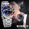 WINNER Top Men's Watch Automatic Mechanical Ribbon Calendar Water Ghost Series Watch Silver Stainless Steel Waterproof Luminous