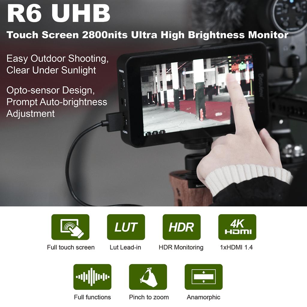 Bestview R6 UHB 5.5 Inch Camera Field Monitor 4K HDMI Input & Output FHD 1920 * 1080 Touchscreen 3D