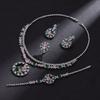 Colored Zircon Necklace Earrings Jewelry Set Bridal Wedding Banquet Party Wedding Dress Accessories