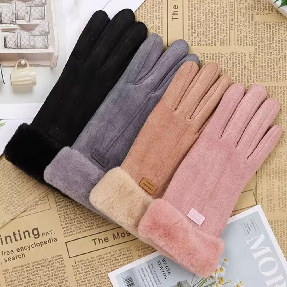 Full Fingers Mittens Soft Women Winter Gloves Fashion Suede Gloves Skiing