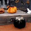 Halloween Pumpkin Ornament Flannel Pumpkin Table Centerpiece Gothic Pumpkin Decoration with Spider for Mantel Dining Table