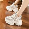 Thick-soled Dad Shoes Women's Spring New Breathable Mesh Rhinestone Casual Shoes Fashionable Versatile Inner Height-increasing Women's Shoes