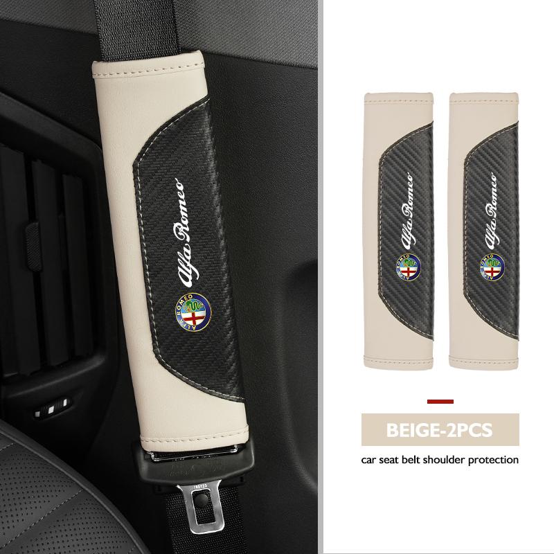 AAACO1 Car Seat Belt Shoulder Cover Protection Pads Safety Belt Accessories For Alfa Romeo GT Stelvio F1 Brera Volante Tonale Gloria