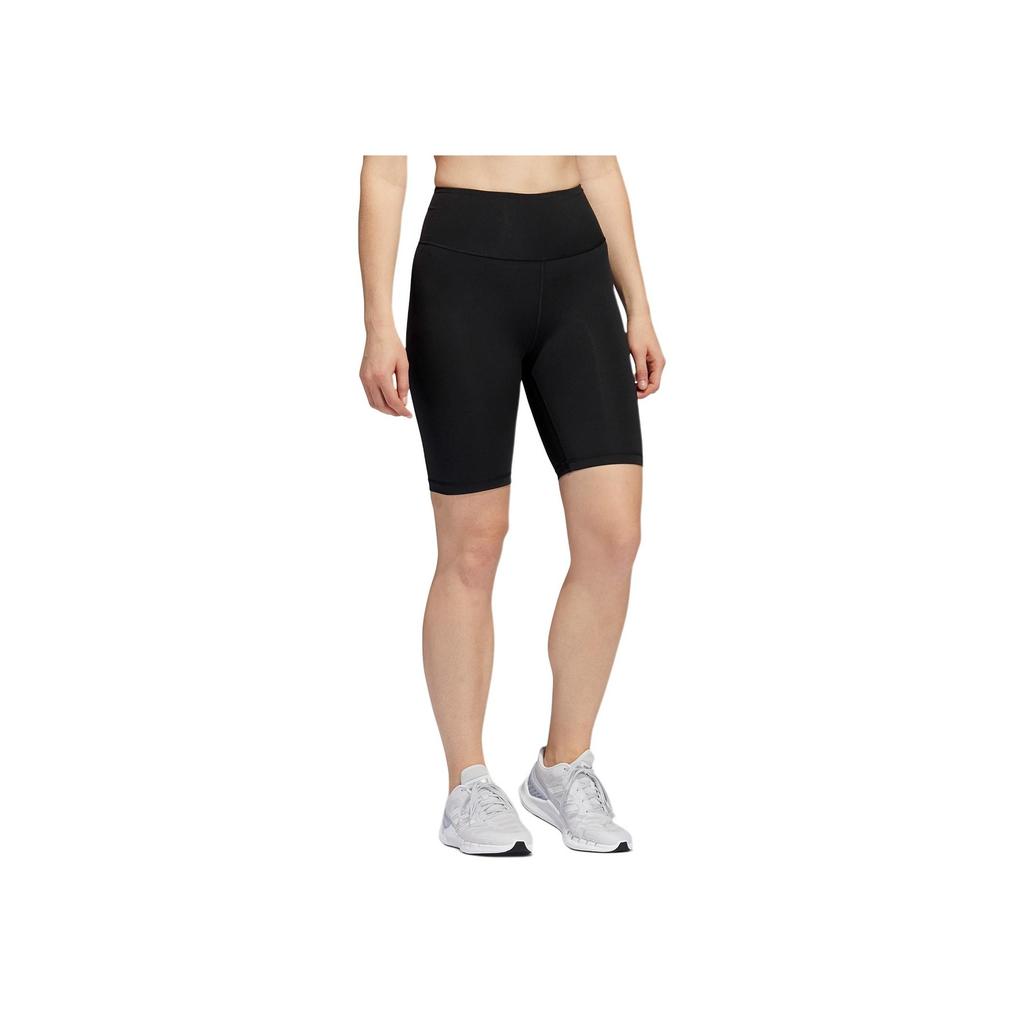 Adidas Solid Color Logo Print High-Waisted Tight Shorts Women Bottoms Black H64227