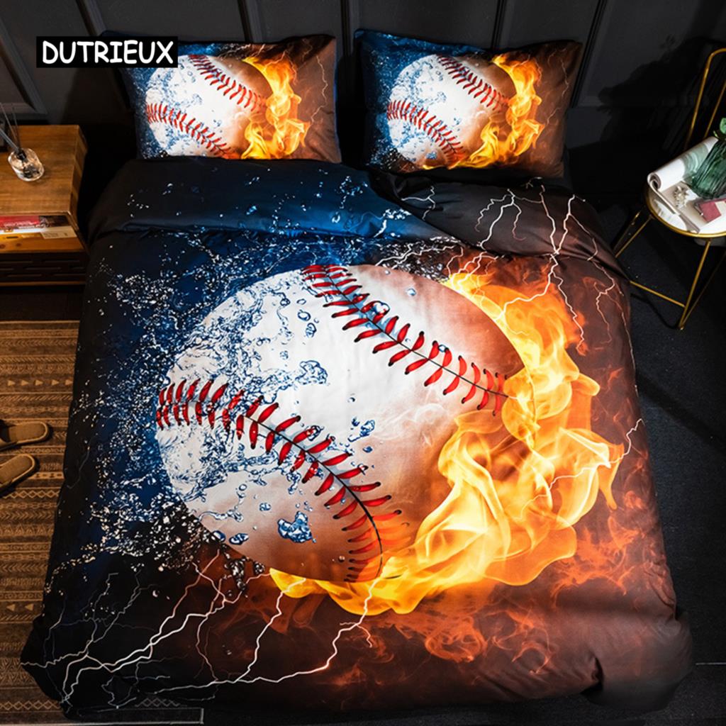 Ball Printing Quilt Cover King Size Football Basketball Sports Bedding Set Double Single Home Textile