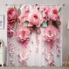 2pcs Classic Style Flower & Butterfly Print Curtains Artistic Window Drapes for Living Room Kitchen Bedroom Study Dining Room