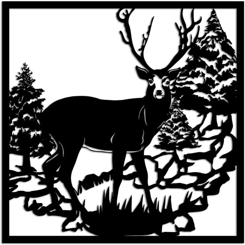 1pc Metal Wall Art Deer In The Forest Wall Decor Hanging Animal Metal Artwork Rustic Wall Decor Metal Wall Hanging