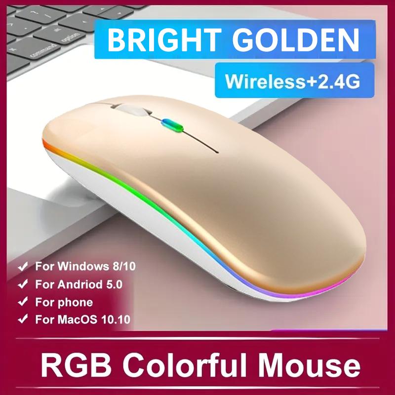 Wireless Rechargeable Mouse With LED Backlight  Bluetooth Gaming Mouse Suitable For MAC/Laptop/PC/Windows