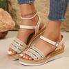 Летняя мода сандалии на танкетке с открытым носком женские повседневные удобные нескользящие пляжные туфли женские легкие прогулочные сандалии больших размеров