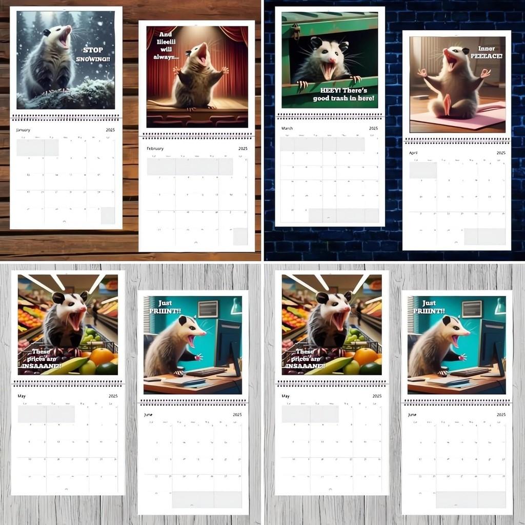 2025 Screaming Possum Calendar Featuring Adorable Artwork For Unique Home Decor Gifts