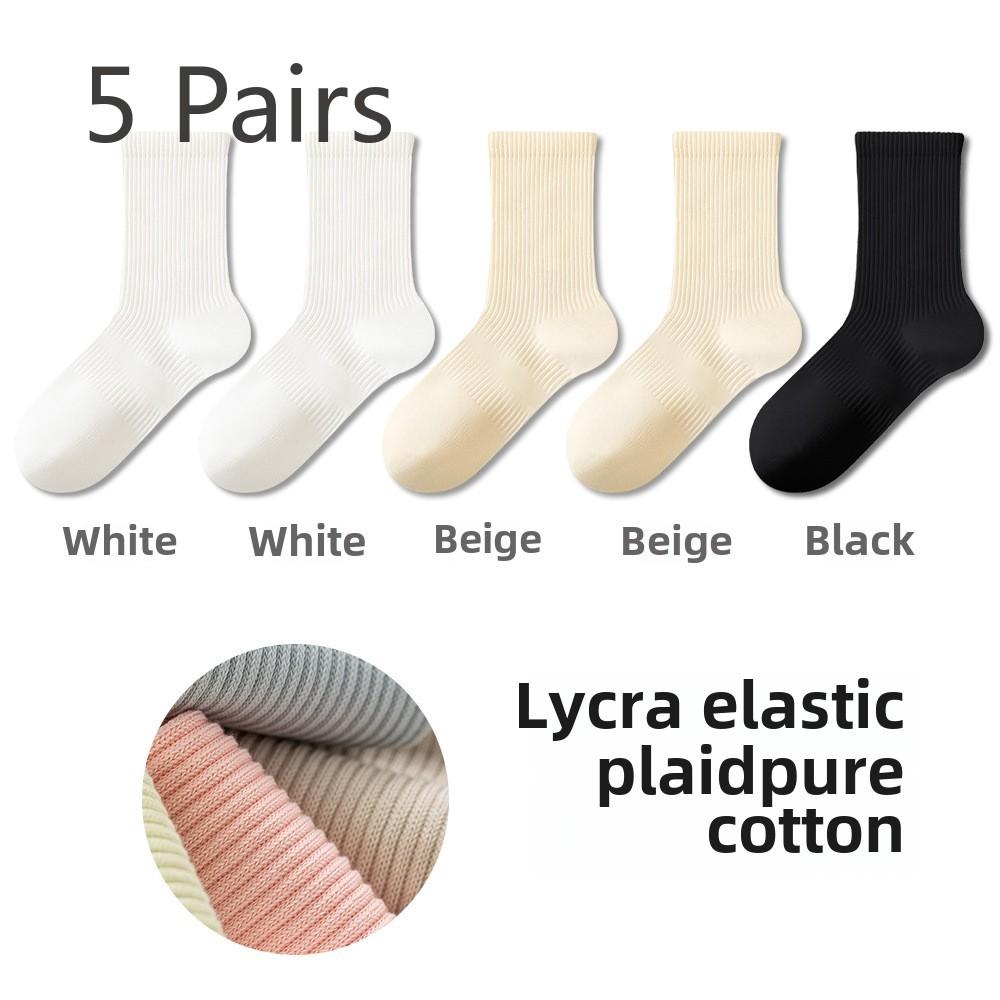 5 пар женских спортивных носков длиной до середины икры на весну и лето без косточек, антибактериальных, с защитой от запаха, впитывающих пот и дышащих