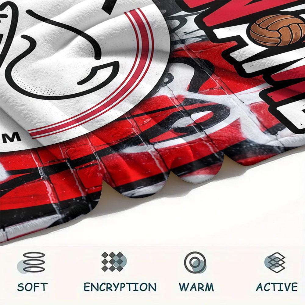 Custom Name,AFC Ajax Printed Flannel Blanket, soft throw for bedroom sofa, washable, Christmas present, great gift.