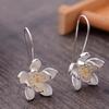 100% Real 925 Sterling Silver Daisy Flower Earrings Boho Female Small Sunflower Earrings for Women Bride Hanging Dangle Earrings