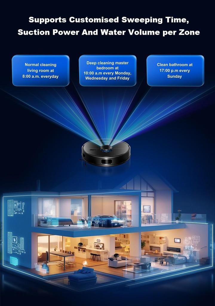 Liectroux M70 Pro Lidar Robot Vacuum Cleaner with Self-emptying Dustbin, Multi-floor Map Storage, 6500Pa Strong Suction
