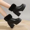 Fur Snow Boots Women's Sexy High Heels Shoes for Woman Fashion Ankle Boots  Winter New Brand Warm Plush Cotton Mujer Botas