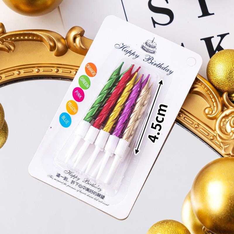 10 шт./кор. блестящие разноцветные свечи для вечеринки по случаю дня рождения, парафиновые свечи-спирали своими руками, романтические мультяшные украшения для торта, аксессуары для украшения торта