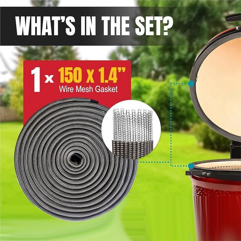 Fiberglass Wire Mesh Gasket Kit- Fit For Kamado Joe Classic 150 Inch- Replacement Parts For Big Green Egg