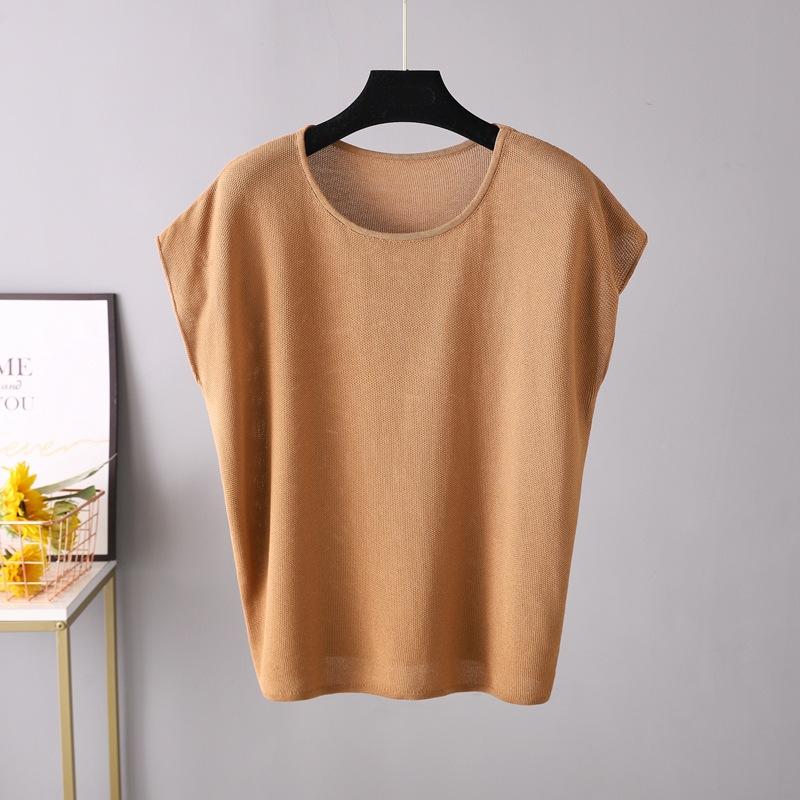 Летняя мода с рукавами «летучая мышь» Женская футболка Трикотажные свободные женские топы с короткими рукавами