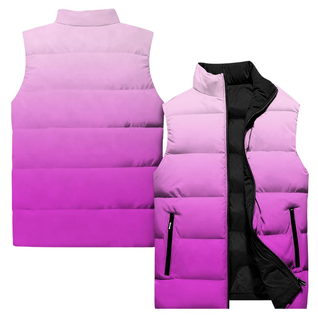 Ladies' Casual And Fashionable Sleeveless Vest Gradient Color Printing Cotton Jacket