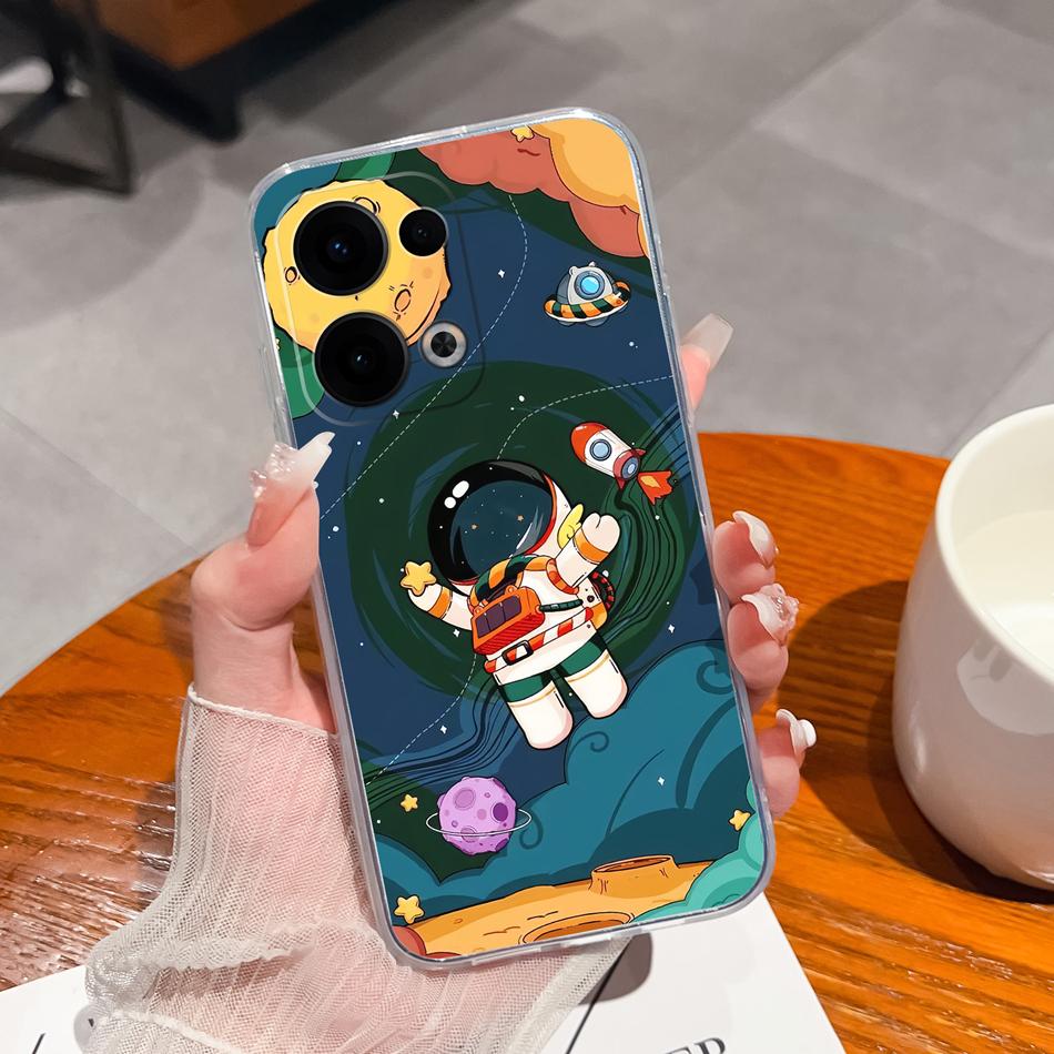 Чехол для Oppo Reno 13 Pro Креативный прозрачный мягкий задний чехол для Oppo Reno13 Pro 13Pro 5G ТПУ тонкий силиконовый противоударный чехол для телефона