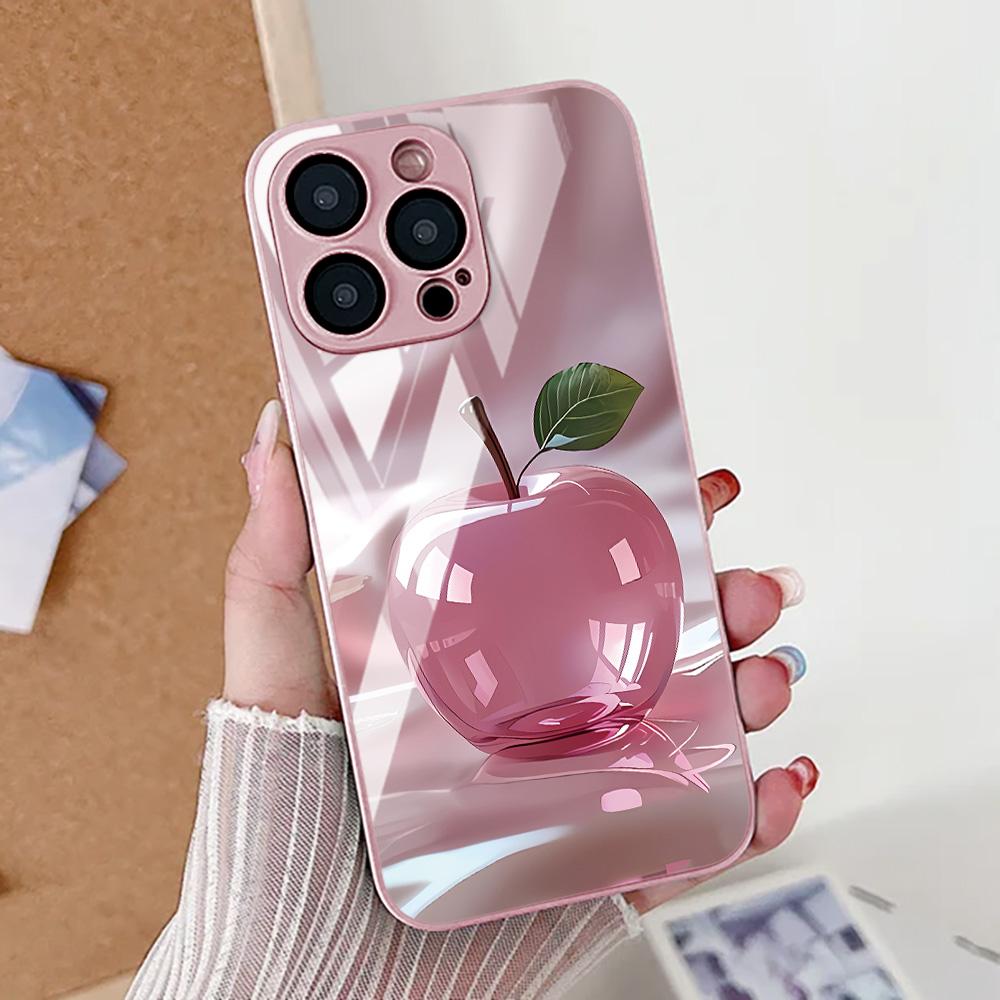 Чехол для телефона из закаленного стекла с принтом фруктов для iPhone 16 Pro Чехол iPhone 17 16E 13 11 14 12 15 Pro Max 7 8 Plus XR SE 2022 2020 Крышка