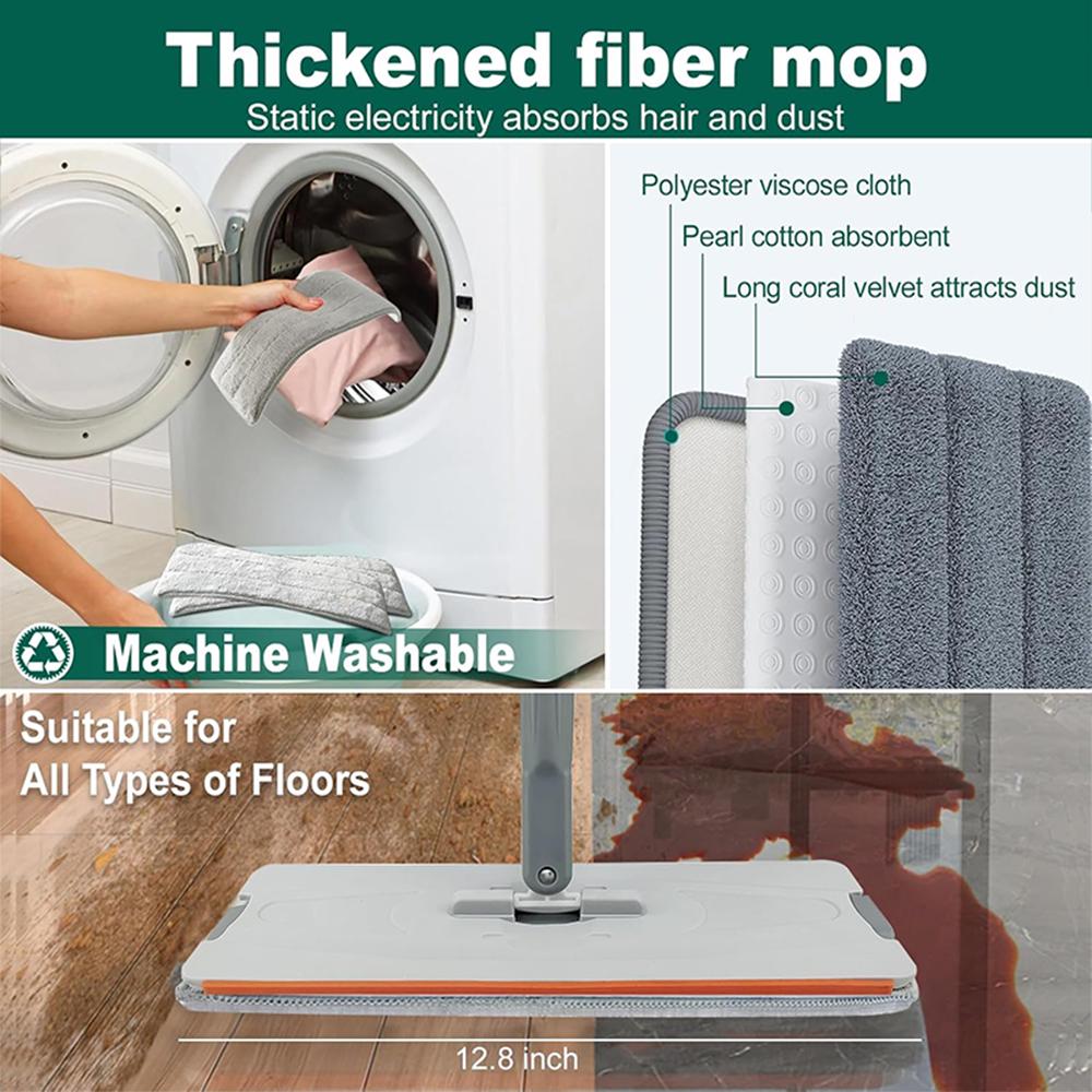 Швабра и ведро с отжимом, большая плоская швабра для пола и ведро для влажной и сухой уборки с вращающейся на 360° головкой швабры для уборки