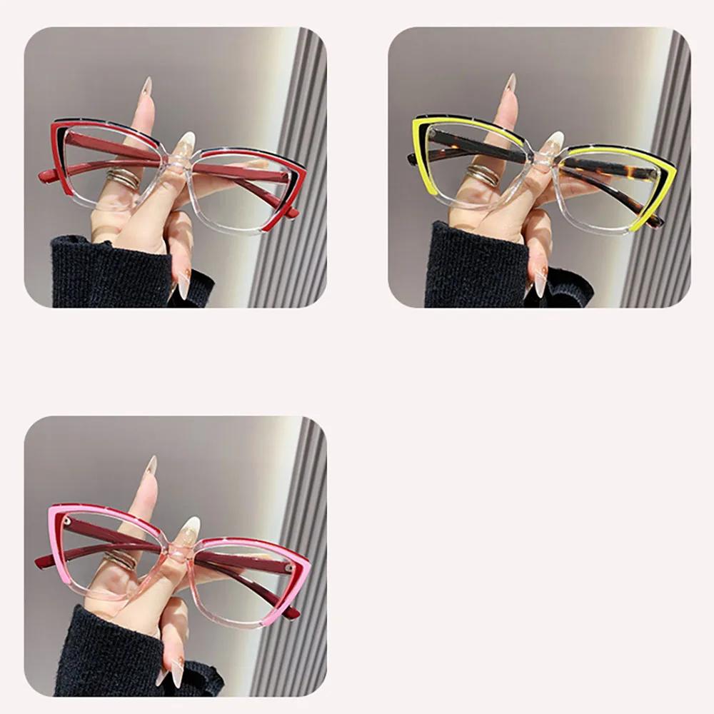 Модные очки для чтения «кошачий глаз» плюс женские винтажные цветные оправы очки для пресбиопии защита от синего света прозрачные очки +2.5