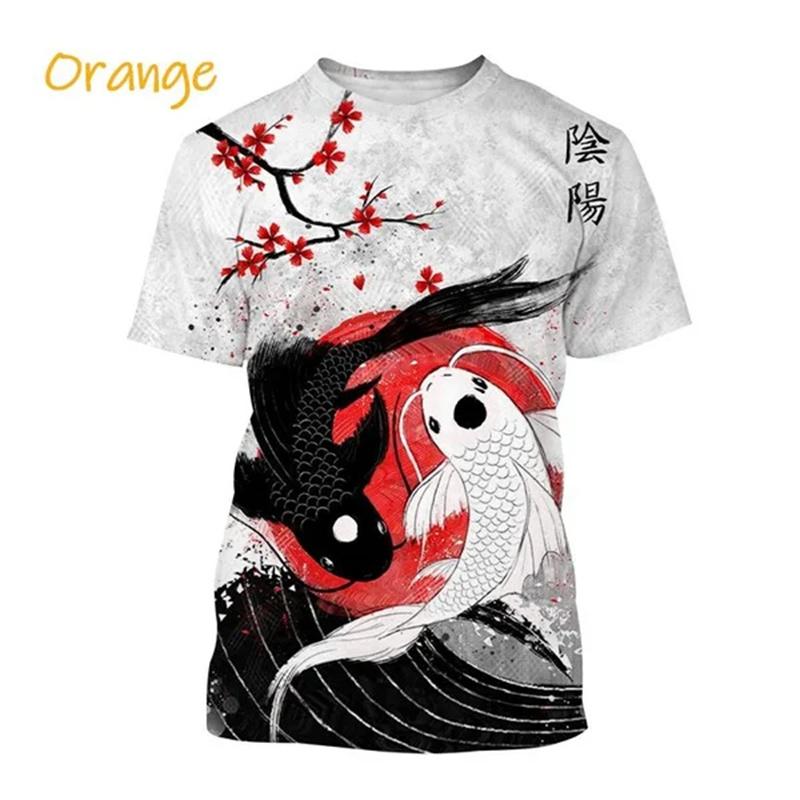 Yin Yang Koi Dragon Tai Chi Pattern 3D Print Men's T-Shirt Streetwear Brand Quick-Dry Sports Short-Sleeve Top