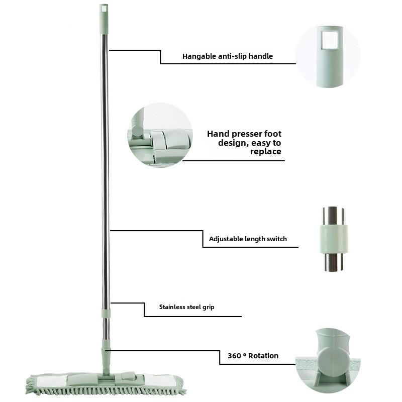 Chenille Lazy Flat Mop, Home Dry & Wet Dual-Use, Suitable for Wood Floors & Tiles