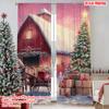 2pcs 2D Flat Printing Christmas Window Drapes Christmas Trees8 Versatile Fabric Without Electricity Festive Holiday Perfect for