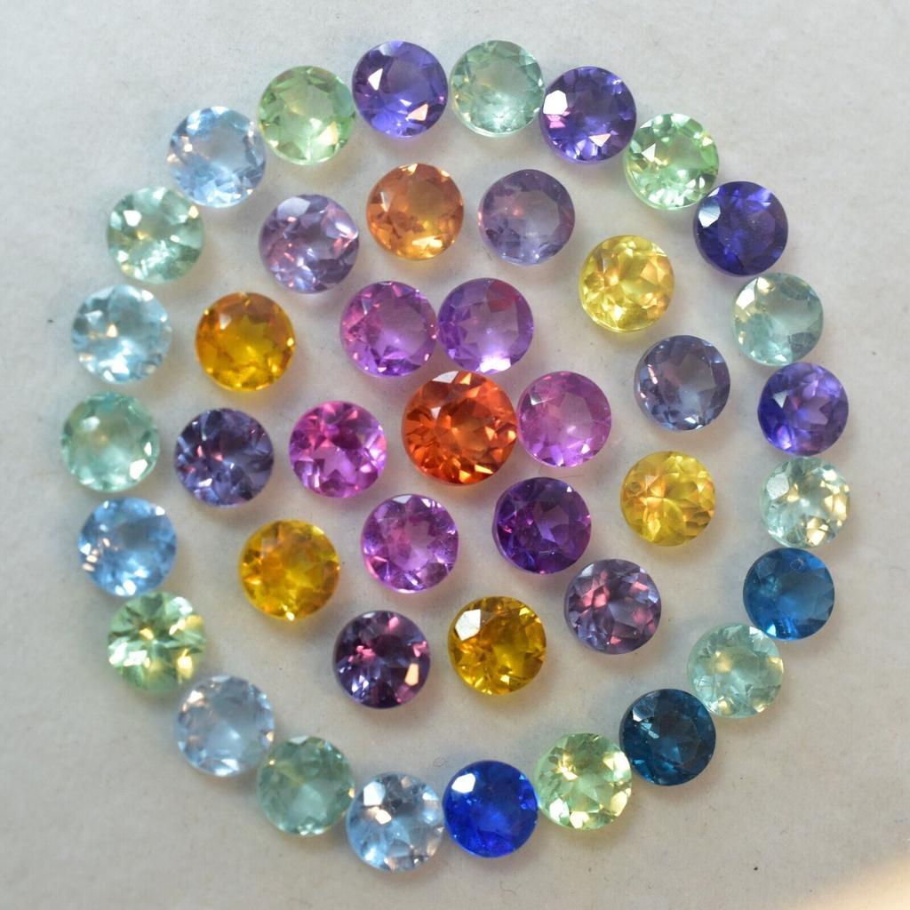 Natural Mixed Color Sapphire Loose Gemstone 10 pcs 6x6 mm Round Lot September Birthday Birthstone