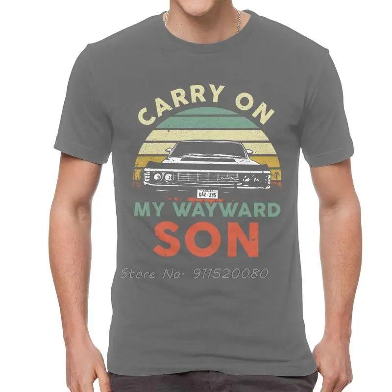Ретро футболка Carry On My Wayward Son Футболка Драма ТВ Сверхъестественное Футболки Оверсайз Унисекс Топы Уличная одежда Мужская одежда
