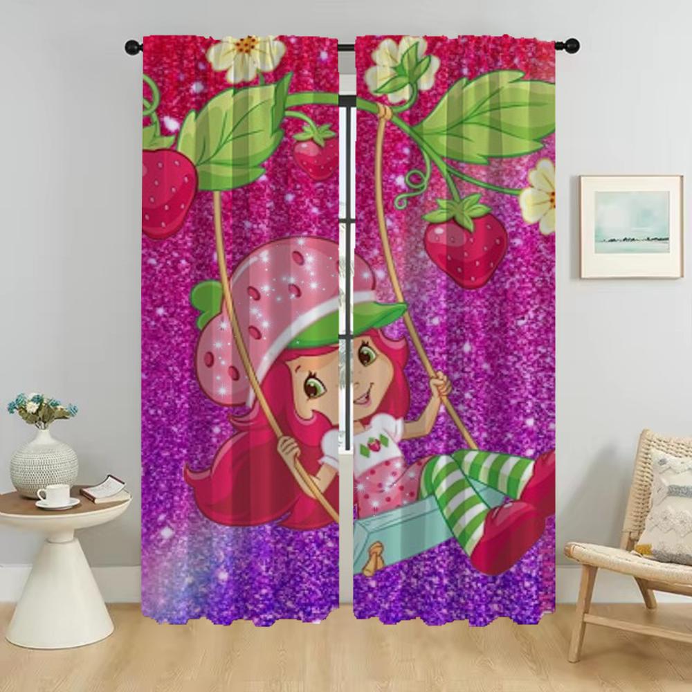 Шторы Strawberry Shortcake для комнаты, 2 панели, современные шторы для гостиной, перегородка, украшение на Хэллоуин, кухня