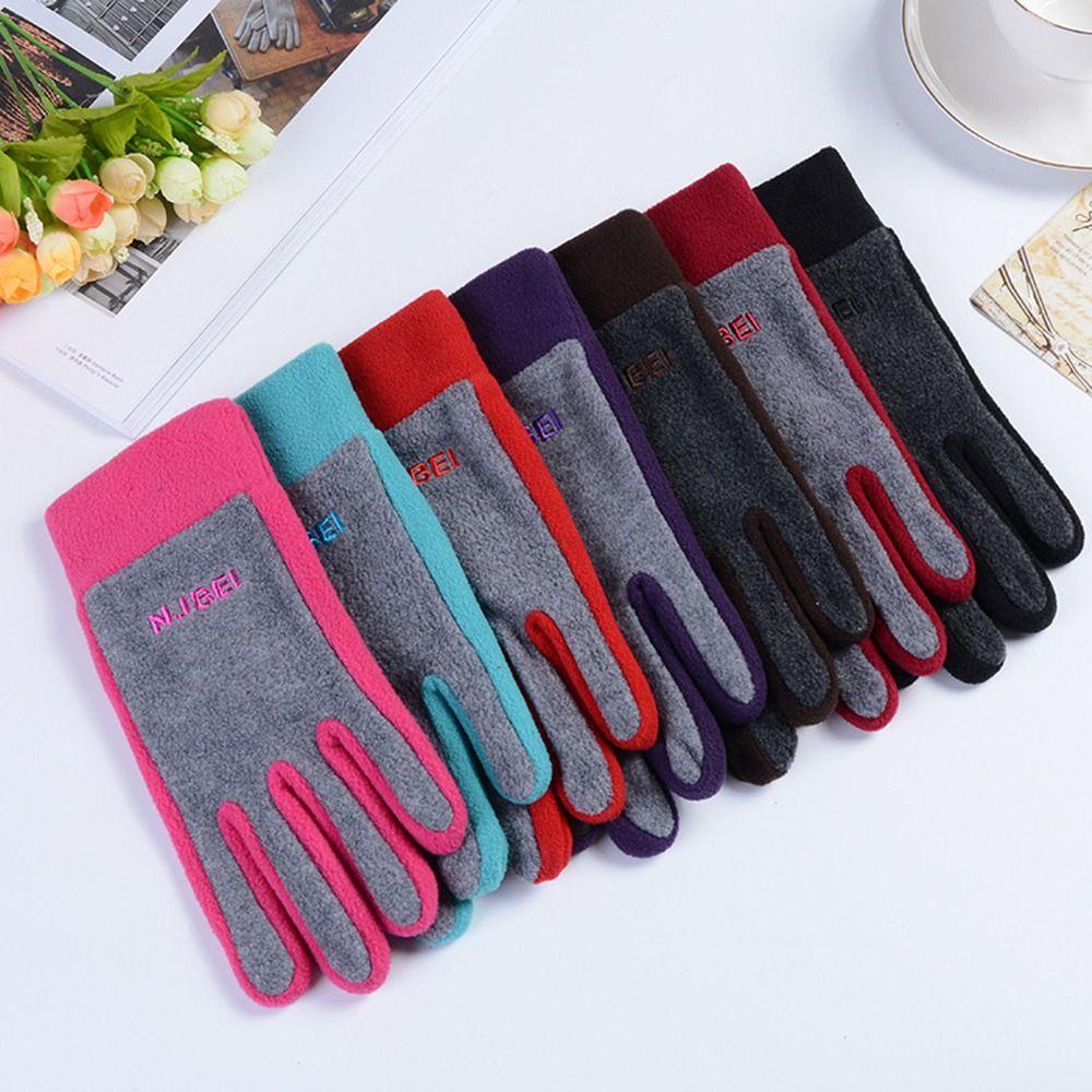 Driving Gloves Outdoor Sport Fleece Furry Warm Mitts Full Finger Mittens Women Gloves Thick Plush