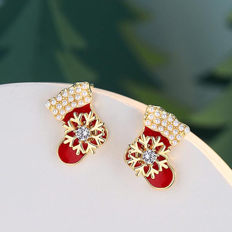 Новые серьги-гвоздики из серебра S925, рождественская коллекция, асимметричные серьги: Сладкие и милые праздничные подарки для женщин