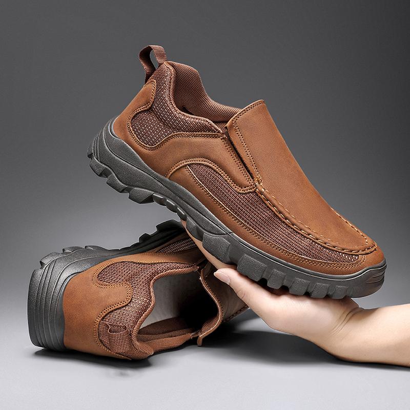 Outdoor Men Sneakers Hanmade Leather Casual Shoes Men Slip On Men Loafers Breathable Lightweight Flats Shoe Hot Sale Platform