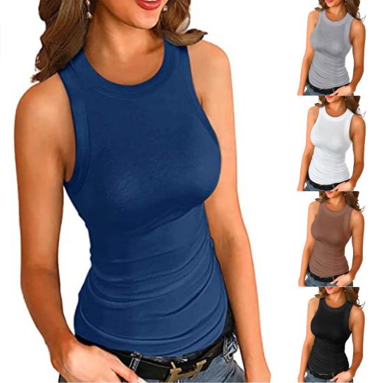 Женский жилет, однотонная облегающая эластичная футболка в рубчик с футболкой для повседневного ношения